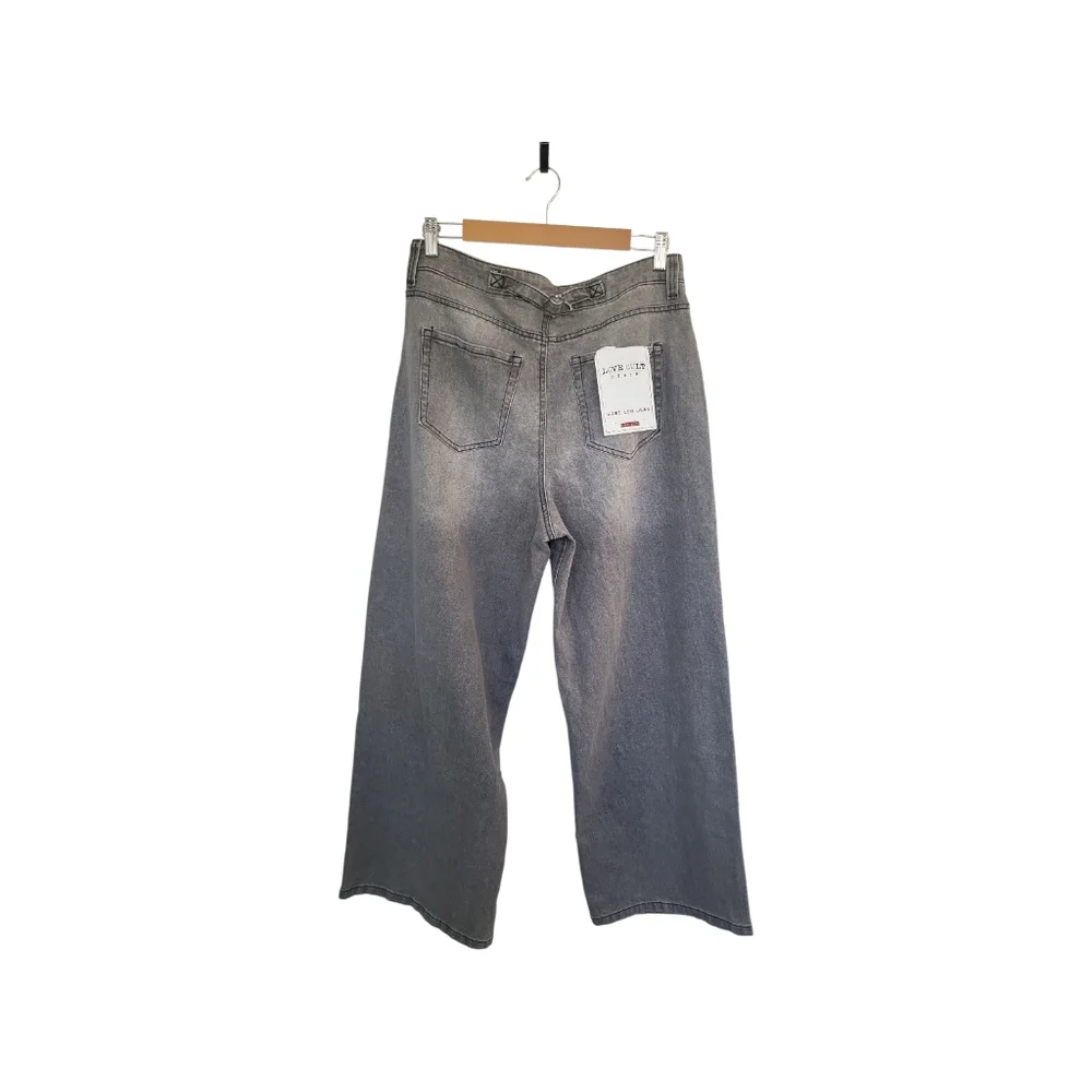 NWT Love Cult Gray High Rise Wide Leg Jeans Sz 15 Juniors / 34" Waist - Picture 3 of 8